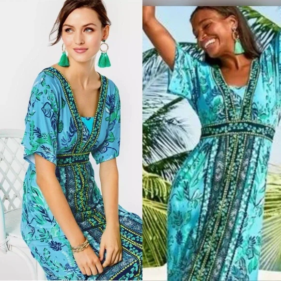 chinese dress ladies Lilly Pulitzer Hadly Smocked Cotton Maxi Amalfi Blue Leaf It Wild MD at  Amazon Women's Clothing store